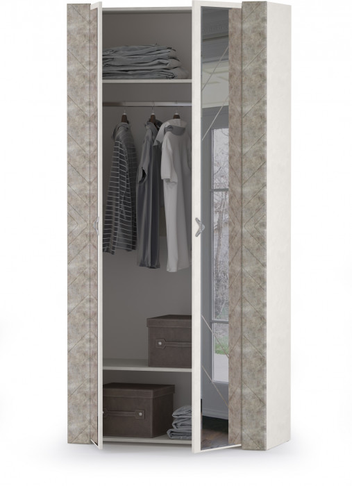 Амели Шкаф для одежды 13.133, цвет шёлковый камень/бетон чикаго беж, ШхГхВ 108х51,3х230 см.