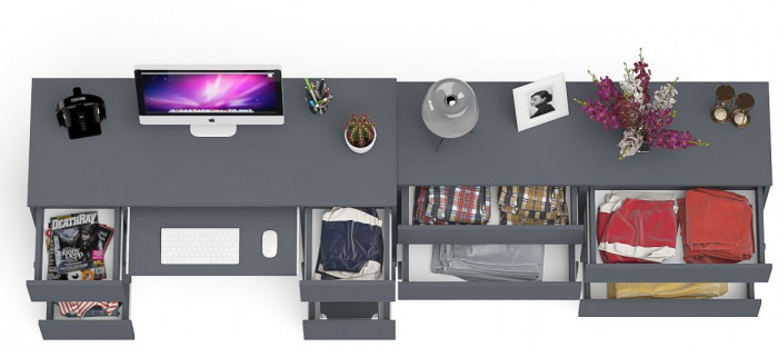 Мори компьютерный стол МС-2 + Комод МК1380.6, графит