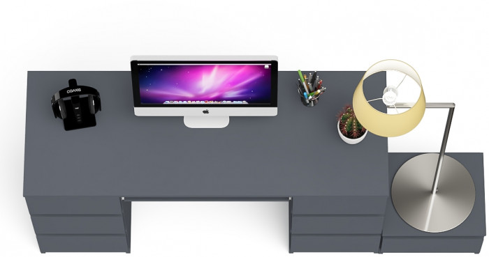 Мори компьютерный стол МС-2 + Тумба ТМП400.1, графит