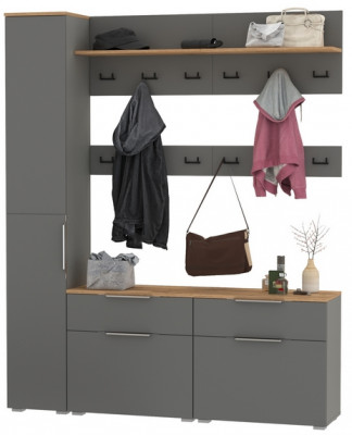 Октава Прихожая 34, серый графит/дуб крафт золотой/фасады МДФ серый графит