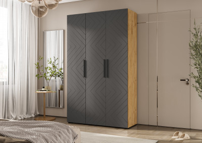 Флэш Шкаф 3-х ств. 1350 браш графит/дуб крафт