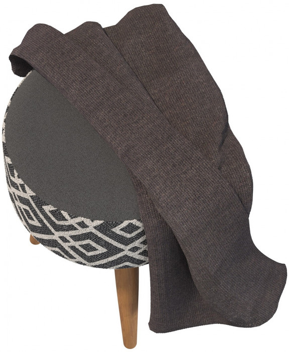 Банкетка 6-5132ТКчёр Юна, цвет ткань чёрная с рисунком, ШхГхВ 33х33х45 см.(круглая банкетка на трёх ножках), цвет ножек: тик