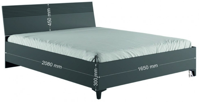 Кровать с основанием Ника (1,6м), Эйхория, Графит