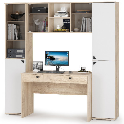 КР100 Бостон № 29, цвет дуб эндгрейн элегантный/фасады МДФ милк рикамо софт, 13.155+12.69+10.51+13.154, ШхГхВ 192,4х57,2х194,4 см., ун. сборка