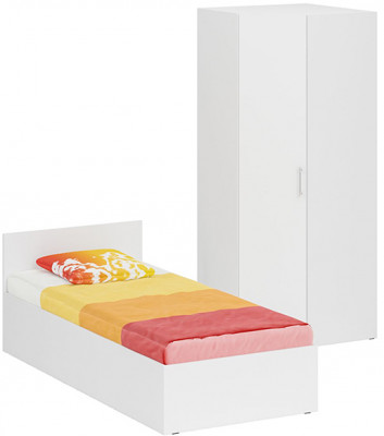 Кровать 0900 + Шкаф угловой Стандарт, цвет белый, ШхГхВ 93,5х203,5х70 + 81,2х81,2х200см., сп.м. 900х2000 мм., без матраса, основание есть