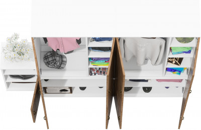 Лидер-8 Шкаф МД 20Б + Шкаф МД 20Б + Тумба МД 3.19, цвет белый шагрень/крафт золото, ШхГхВ 200х37,5х190 см., НЕ универсальная сборка