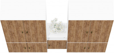 Лидер-8 Шкаф МД 20Б + Шкаф МД 20Б + Тумба МД 3.19, цвет белый шагрень/крафт золото, ШхГхВ 200х37,5х190 см., НЕ универсальная сборка