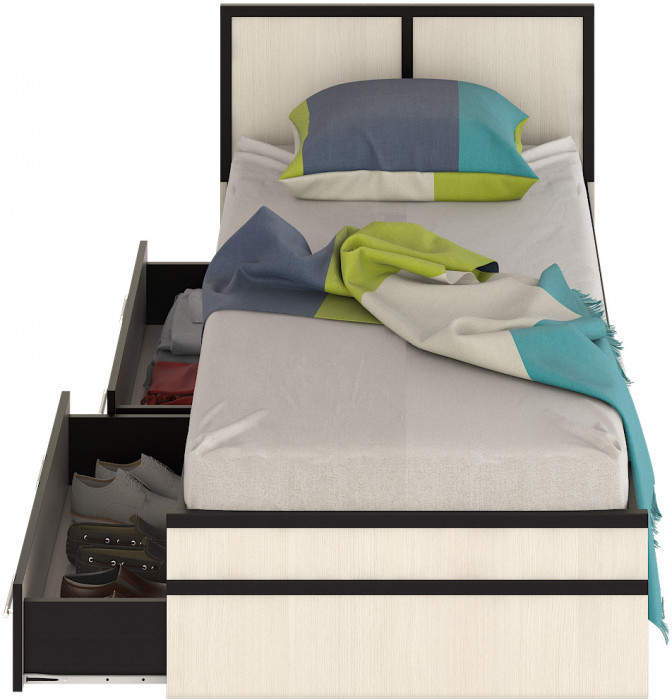 Сакура Кровать с ящиками 0900, венге/дуб лоредо