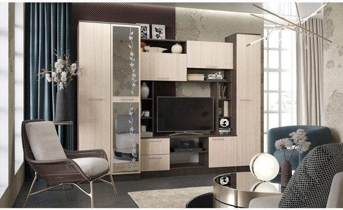 Гостиная Флора ЛДСП (Сандал светлый)