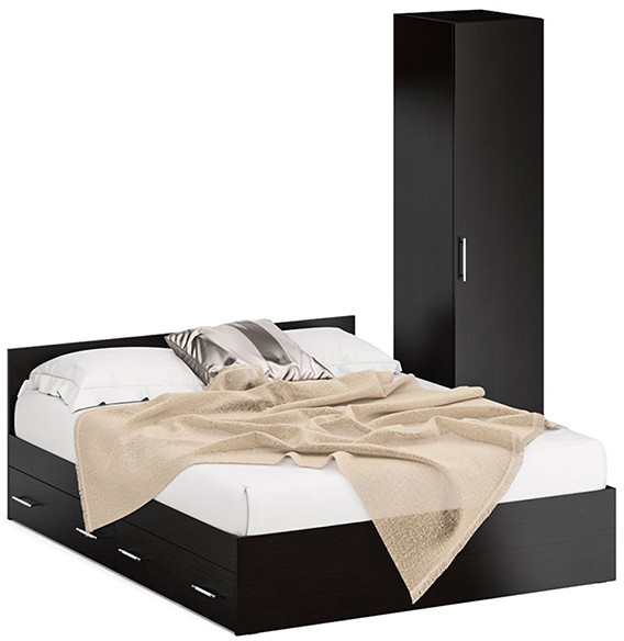 Кровать с ящиками 1600 + Пенал Стандарт, венге