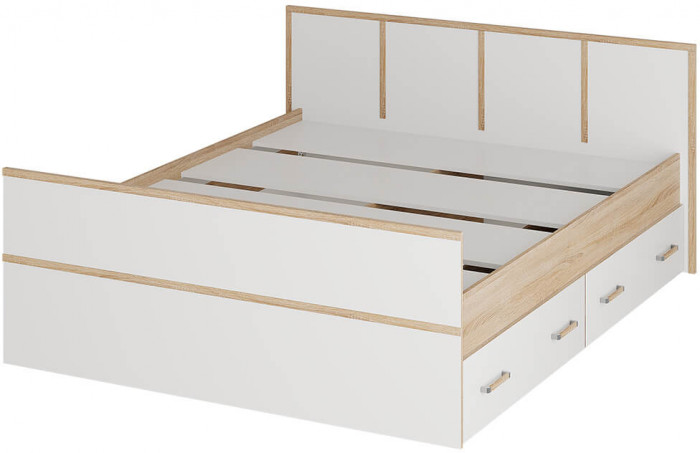 "Сакура" кровать 1,6м LIGHT (1750х860х2034) дуб сонома/белый