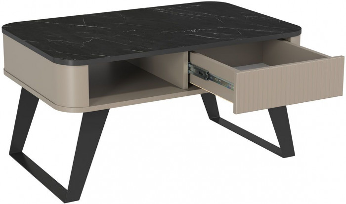 Гостиная Фиделия 1 серый камень / мрамор черный