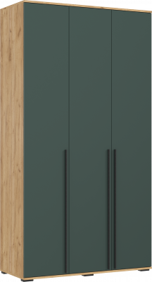 Норд Шкаф 3-х створчатый 1200 с антресолью, Дуб крафт/Изумрудный