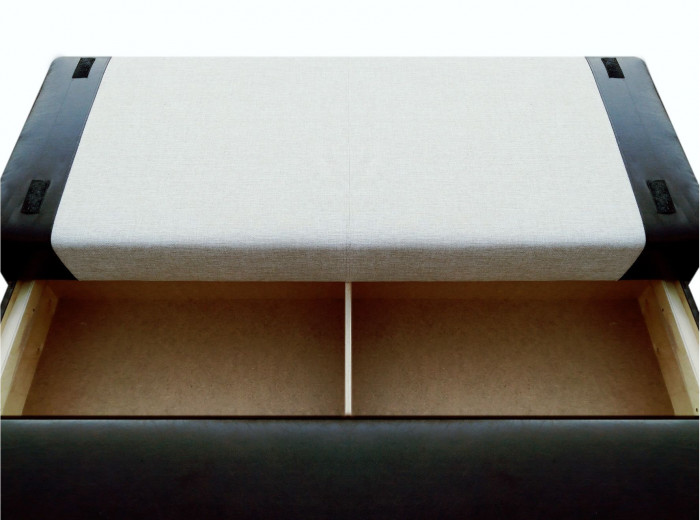 Диван-кровать Амстердам Мини, 150х195, еврокнижка, рогожка/экокожа, серо-черный