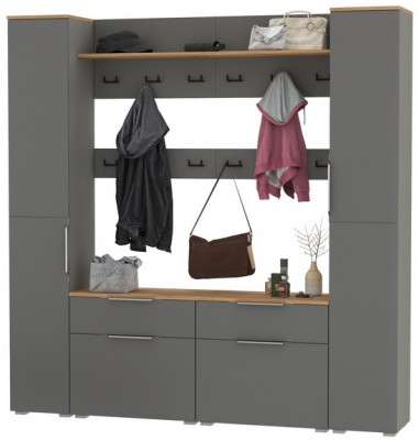 Октава Прихожая 35, серый графит/дуб крафт золотой/фасады МДФ серый графит