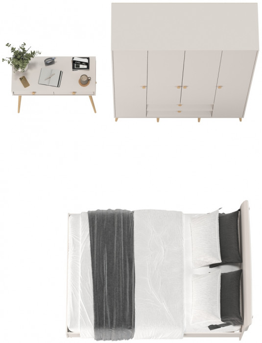 Афина Спальня 14-1400, цвет кашемир серый, сп.м. 1400х2000 мм., б/м, основание есть - фанера