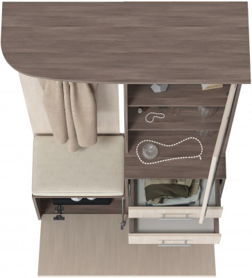 Прихожая 2-3431бод.тем/св Домино - Шкаф с вешалкой, цвет бодега тёмный/бодега светлый, ШхГхВ 100х36х202 см., универсальная сборка