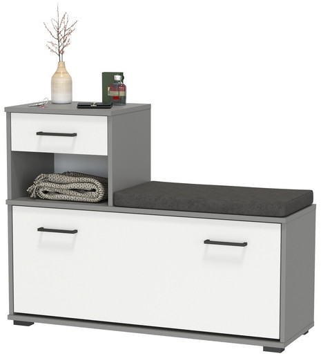 Лира ГК 2-0714граф/бел Тумба под обувь, графит/белый