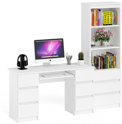Мори компьютерный стол МС-2 + Стеллаж МСТ600.3, белый