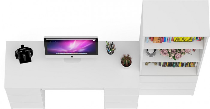 Мори компьютерный стол МС-2 + Стеллаж МСТ600.3, белый