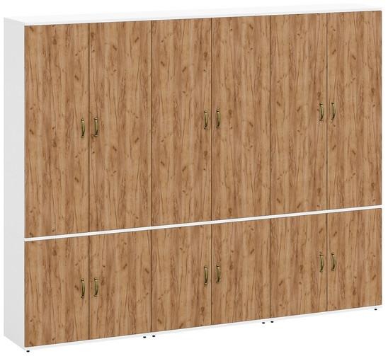 Лидер-8 Шкаф МД 20Б 3 шт., цвет белый шагрень/крафт золото, ШхГхВ 240х37,5х190 см., НЕ универсальная сборка