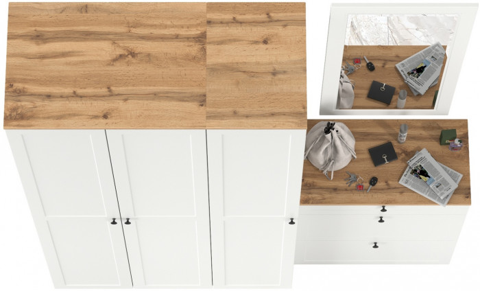 Остин Прихожая 40, белый шагрень/дуб крафт золотой