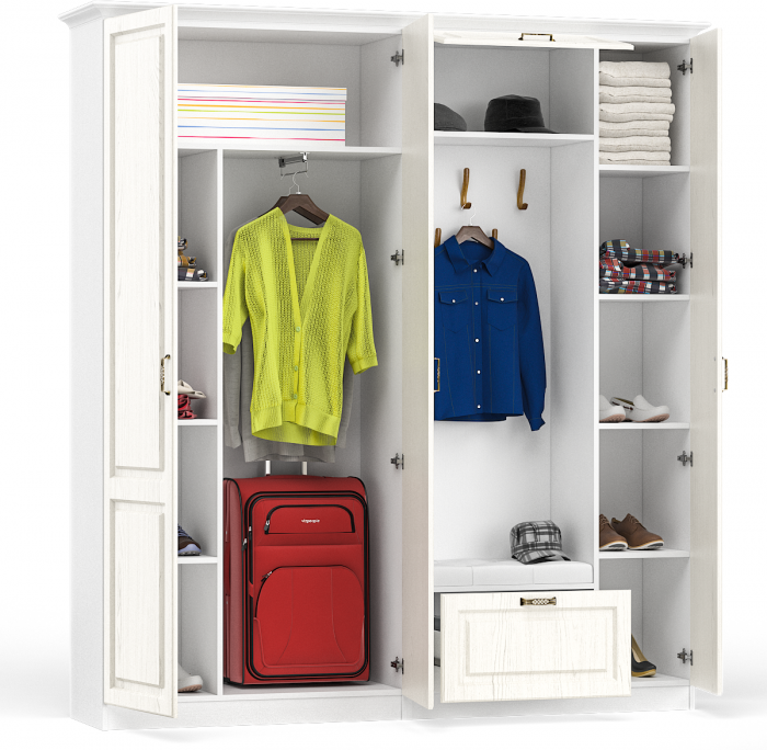 Ливерпуль Прихожая 13.21 + Шкаф для одежды + карниз 2000С, ясень ваниль/белый