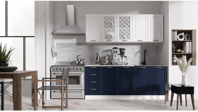 Кухня МДФ Агава 2000 Акация белая/Сапфир (Белый, Акация белая / Сапфир)