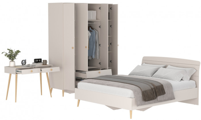 Афина Спальня 14-1600, цвет кашемир серый, сп.м. 1600х2000 мм., б/м, основание есть - фанера