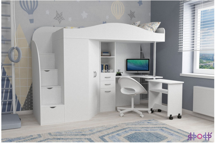 Кровать-чердак Юниор 4 (Ясень Анкор Темный/Венге)