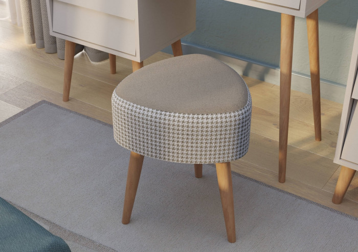 Банкетка 6-5134ТКбеж Ева, цвет ткань бежевая с рисунком, ШхГхВ 38х38х45 см.(банкетка на трёх ножках), цвет ножек: тик