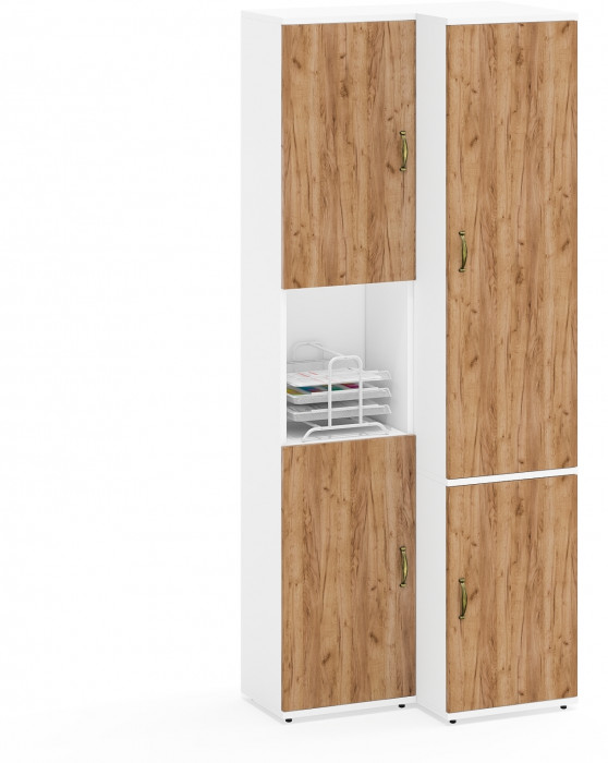 Лидер-8 Модуль Пенал + Пенал МД 23Б, белый шагрень/крафт золото