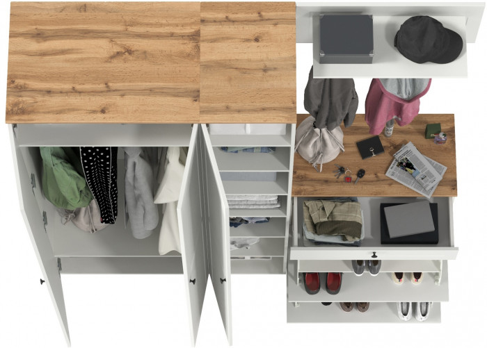 Остин Прихожая 41, белый шагрень/дуб крафт золотой