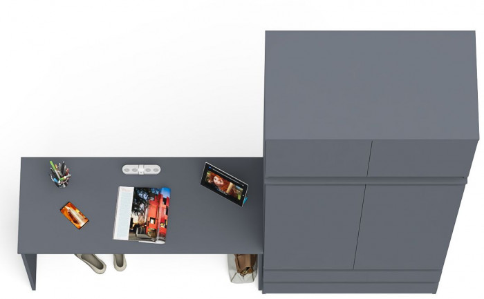 Мори Стол письменный МСП1200.1 + Шкаф МШ900.1 + Антресоль МА900.1, цвет графит, ШхГхВ 210,8х50,4х234,2 см., универсальная сборка