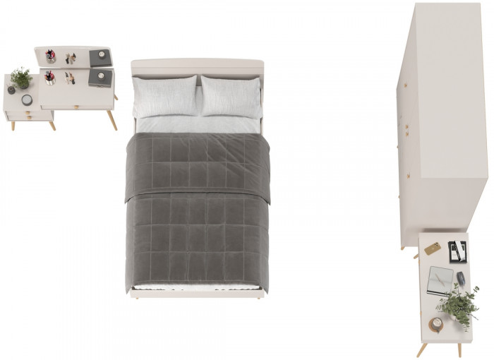 Афина Спальня 15-1200, цвет кашемир серый, сп.м. 1200х2000 мм., б/м, основание есть - фанера