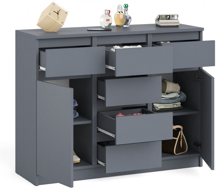 Мори Комод МК1200.4, цвет графит, ШхГхВ 120,4х41х94 см.