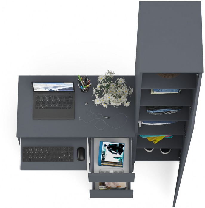 Мори компьютерный стол МС-6 правый + Пенал МШ400.1, графит