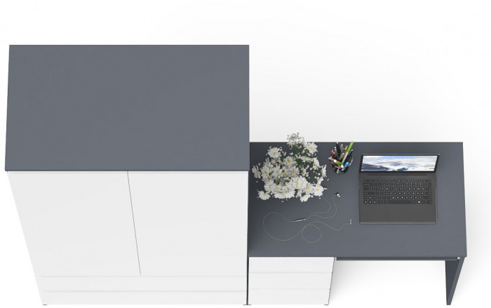 Мори Стол компьютерный МС-6 левый + Шкаф МШ900.1, цвет графит/белый, ШхГхВ 180,4х50,4х179,6 см., выдвижные ящики слева, НЕ универсальная сборка