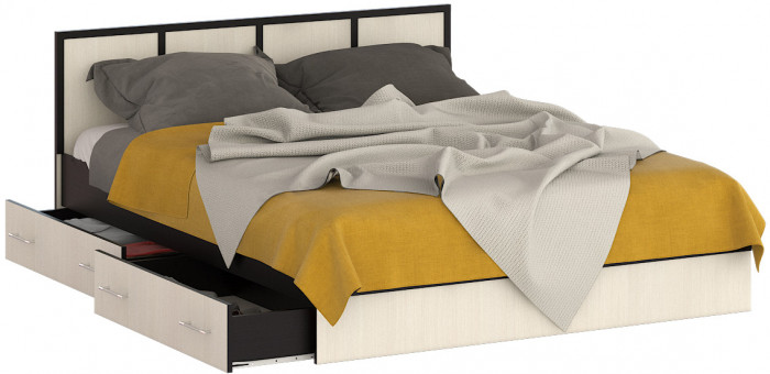 Сакура Кровать с ящиками 1600, венге/дуб лоредо