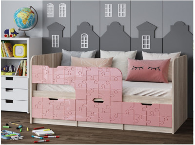 Детская кровать Юниор-9, 80х180 (Цитрус глянец, Ясень шимо светлый)