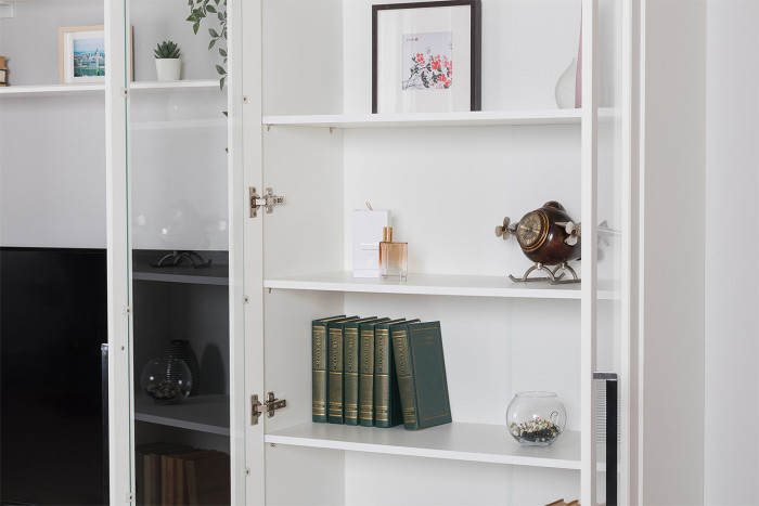 Валенсия Гостиная № 075, ЛДСП белый шагрень/МДФ белый шагрень