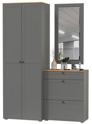 Остин Прихожая 16, цвет серый графит/дуб крафт золотой, ШхГхВ 160х54,3х229,6 см., универсальная сборка