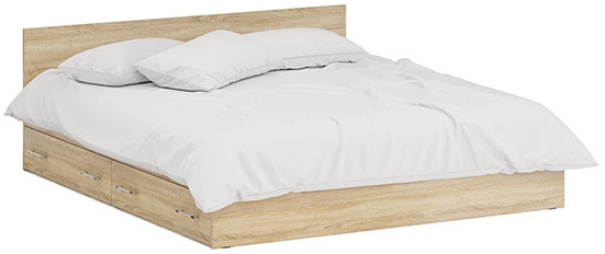 Стандарт Кровать с ящиками 1800, цвет дуб сонома, ШхГхВ 183,5х203,5х70 см., сп.м. 1800х2000 мм., без матраса, основание есть