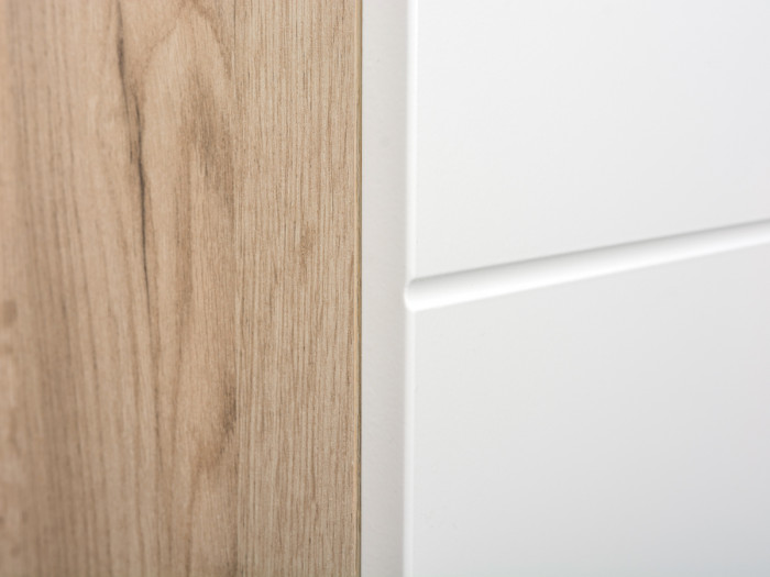 Лайн Прихожая № 08, цвет дуб крафт серый/фасады МДФ белый глянец, ШхГхВ 166,8х35,1х210 см., НЕ универсальная сборка