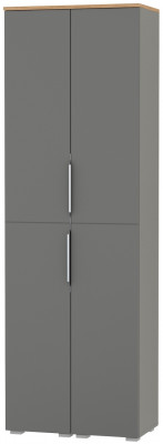 Октава 13.228 Шкаф-пенал + 13.228 Шкаф-пенал, цвет серый графит/дуб крафт золотой/фасады МДФ серый графит, ШхГхВ 64,4х35,3х197,6 см.