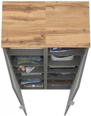 Октава 13.228 Шкаф-пенал + 13.228 Шкаф-пенал, цвет серый графит/дуб крафт золотой/фасады МДФ серый графит, ШхГхВ 64,4х35,3х197,6 см.