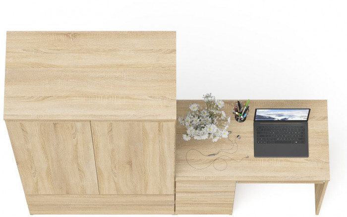 Мори Стол компьютерный МС-6 левый + Шкаф МШ900.1, цвет дуб сонома, ШхГхВ 180,4х50,4х179,6 см., выдвижные ящики слева, НЕ универсальная сборка