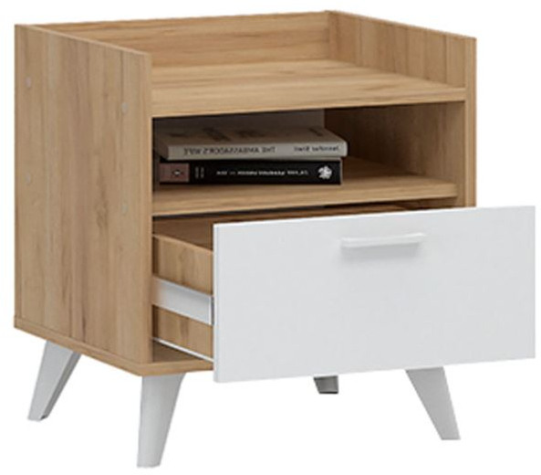 ИРИС ТБ-01 Тумба прикроватная (485х530х425) дуб крафт золото/белый