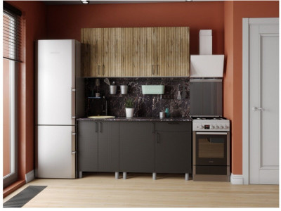 Кухонный гарнитур 1,6м Кантри Дуб канадский/Карбон вулкан