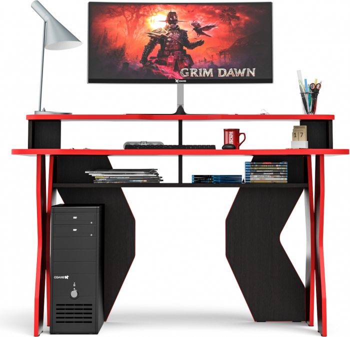 Надстройка для стола компьютерного С-МД-СК5-1400, цвет венге/кромка красная, ШхГхВ 140х30х17,8(15,6) см.